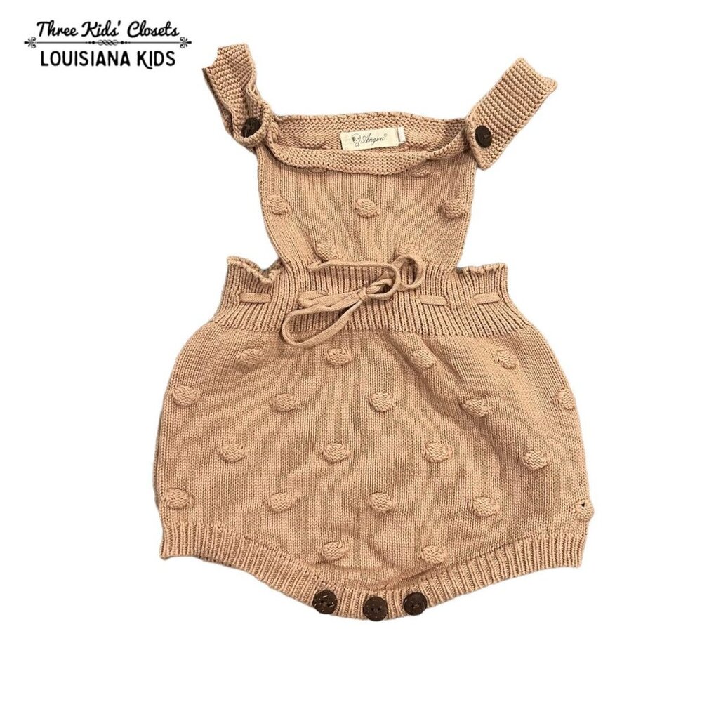 Angou Sz 80 (18-24m) Mauve Popcorn Knit Romper